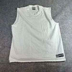 Vintage Nike Tank Mens XL Center Swoosh Y2K White Made In USA Cotton Flaws